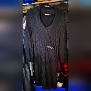 Calvin Klein Black Buckle Knit Sweater Dress Women's Size XL